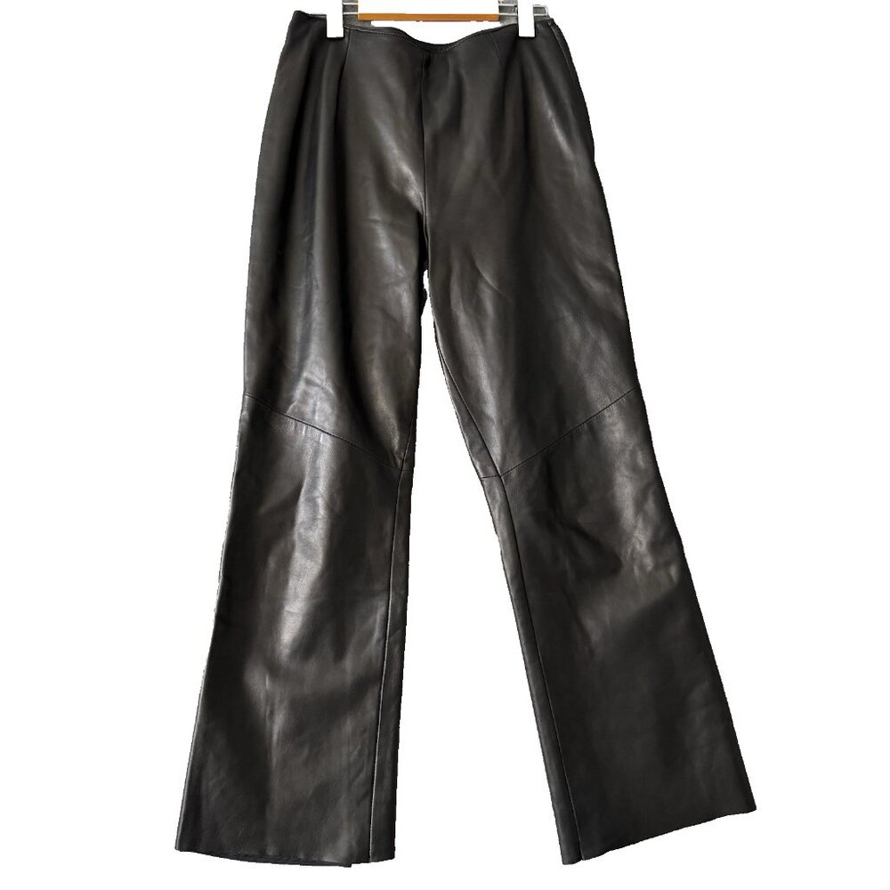 Danier Black Italian Leather Pants Womens 6 Raw Hem Bikercore Canada Lined